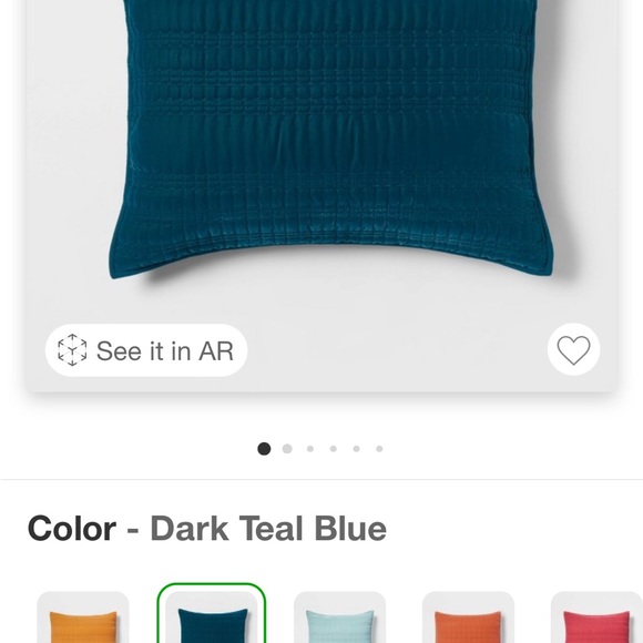 Threshold Bedding Threshold Velvet Sham Dark Teal Standard Size